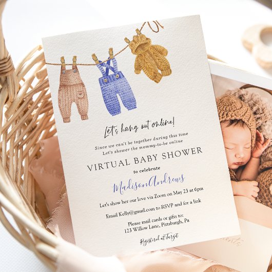 Virtual Baby Shower Boy Einladung