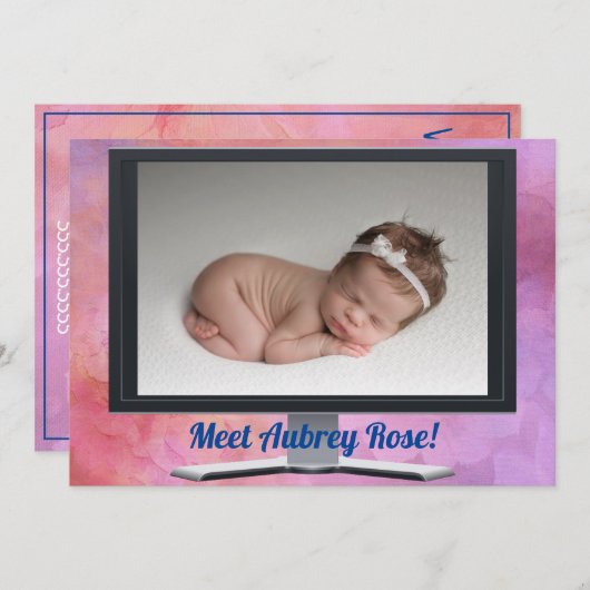 Virtual Baby Shower Girl Einladung (Vorne/Hinten)