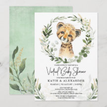 Virtual Baby Shower Greenery Gold Safari Leopard