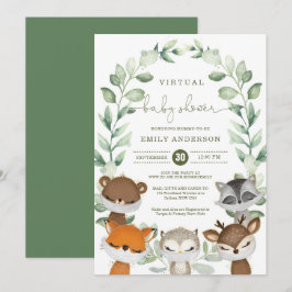 Virtual Baby Shower Quarantine Woodland Animals Einladung