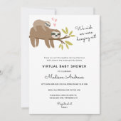 Virtual Baby Shower Sloth Einladung (Vorderseite)
