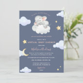 Virtual Baby Shower Twinkle Little Star Elephant Einladung (Stehend Vorderseite)