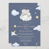 Virtual Baby Shower Twinkle Little Star Elephant Einladung (Vorne/Hinten)