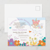 Virtual Baby Shower Unicorn Fairy Birds Florals Einladungspostkarte (Vorne/Hinten)