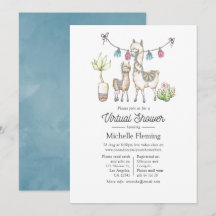 Virtual Baby Shower zum Thema "Watercolor Llama"