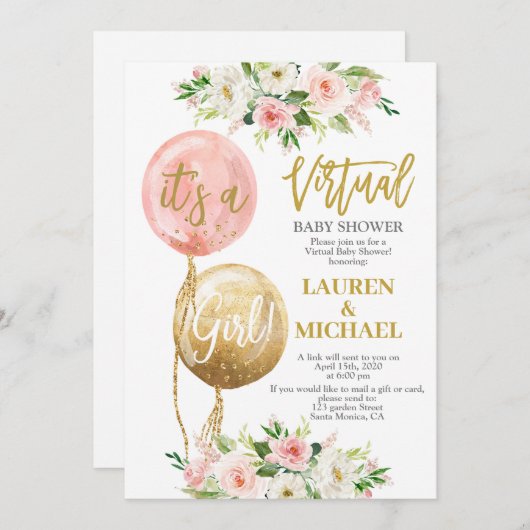 Virtual Baby Showgirl Einladung (Vorne/Hinten)