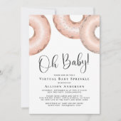 Virtual Baby Sprinkle Rose Gold Donuts Einladung (Vorderseite)