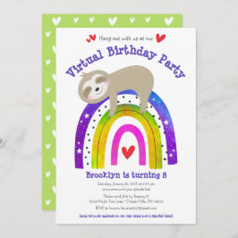 Virtual Birthday Niedlich Sloth Boho Rainbow Moder Einladung