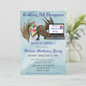 Virtual Birthday Party Dragon Wyvern Einladung (Stehend Vorderseite)