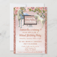 Virtual Birthday Party Rose Gold Unicorn