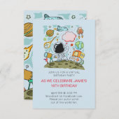 Virtual Birthday Party Thema Einladung (Vorne/Hinten)