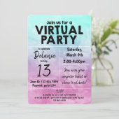Virtual Birthday Party Watercolor Design Einladung (Stehend Vorderseite)