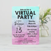 Virtual Birthday Party Watercolor Design Einladung (Stehend Vorderseite)