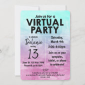 Virtual Birthday Party Watercolor Design Einladung (Vorderseite)