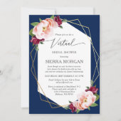 Virtual Blush Burgund Gold Navy Brautparty Einladung (Vorderseite)