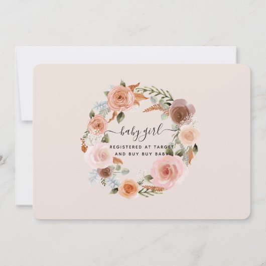 Virtual Blush Pink Blumenkleider Kindermädchen Dus Einladung (Rückseite)