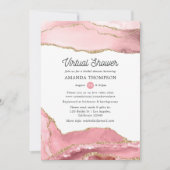 Virtual Brautparty Blush und Gold Agate Einladung (Vorderseite)