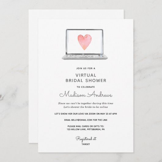 Virtual Brautparty Einladung (Vorne/Hinten)