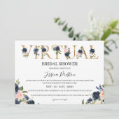 Virtual Brautparty für Navy Blush Einladung (Stehend Vorderseite)