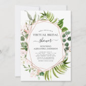 Virtual Brautparty Greenery Rose Gold Einladung (Vorderseite)
