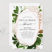 Virtual Brautparty Greenery Rose Gold Geometric Einladung (Vorne/Hinten)