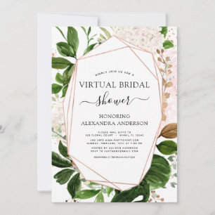 Virtual Brautparty Greenery Rose Gold Geometrie Einladung