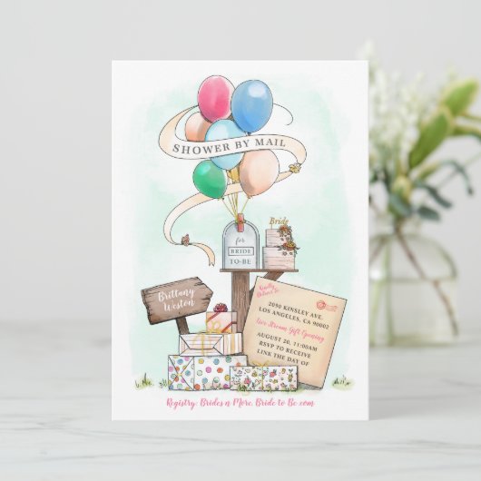 Virtual Brautparty Mailbox für Dusche per Mail Einladung (Stehend Vorderseite)