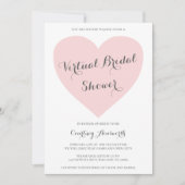 Virtual Brautparty Niedlich Pastellrosa Herz Einladung (Vorderseite)