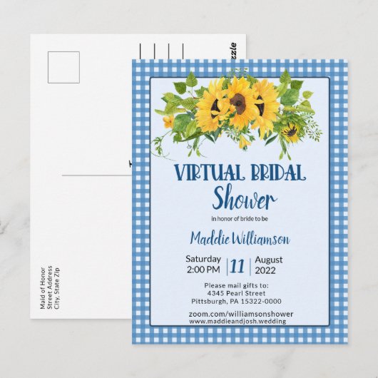 Virtual Brautparty Rustikale Landflora Postkarte (Vorne/Hinten)