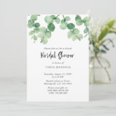 Virtual Brautparty Sage Green Eucalyptus Script Einladung (Stehend Vorderseite)
