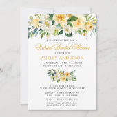 Virtual Brautparty Watercolor Gelbe Blüte Einladung (Vorderseite)
