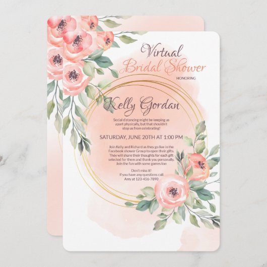 Virtual Bridal-Dusche Einladung (Vorne/Hinten)