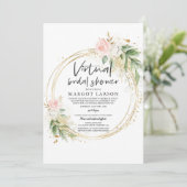 Virtual Bridal Dusche Einladung Grün & Gold (Stehend Vorderseite)