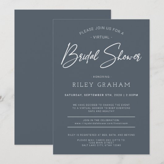 Virtual Bridal Duwer Einladung Marine (Vorne/Hinten)