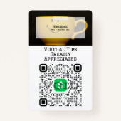 Virtual Cashless Tipping QR Code Badge Ausweis (Vorderseite)
