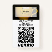 Virtual Cashless Tipping QR Code Badge Ausweis (Rückseite)