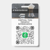 Virtual Cashless Tipping QR Code Badge Ausweis (Vorderseite)