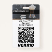 Virtual Cashless Tipping QR Code Badge Ausweis (Rückseite)
