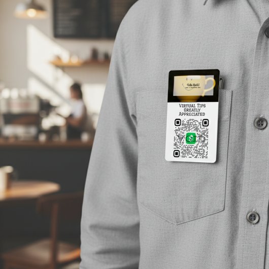 Virtual Cashless Tipping QR Code Badge Ausweis