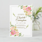 Virtual Celebration of Life Watercolor Florals Einladung (Stehend Vorderseite)
