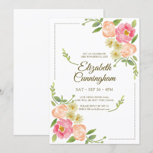 Virtual Celebration of Life Watercolor Florals Einladung