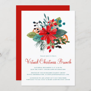 Virtual Christmas Brunch Winter Florals Frucht Einladung