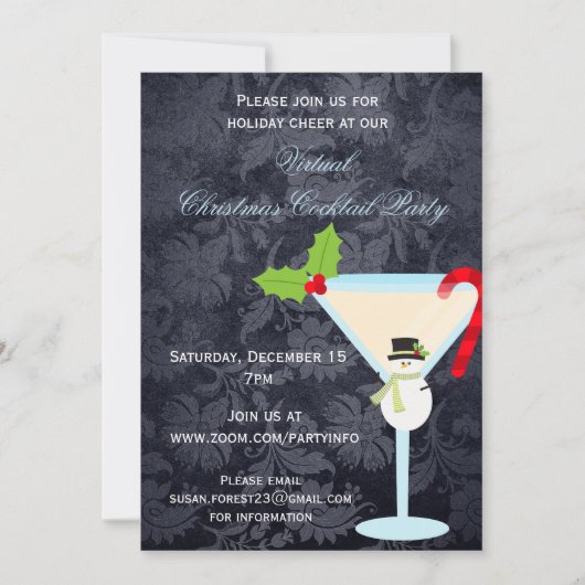 Virtual Christmas Cocktail Party Martini Einladung (Vorderseite)