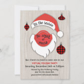 Virtual Christmas Holiday Santa Kariertes Party Einladung (Vorderseite)