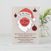 Virtual Christmas Holiday Santa Kariertes Party Einladung (Stehend Vorderseite)