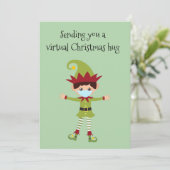 Virtual Christmas Hug Elf 2020 Feiertagskarte (Stehend Vorderseite)