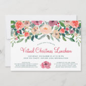 Virtual Christmas Luncheon Winter Florals Einladung (Vorderseite)