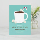 Virtual Christmas Party Hot Chocolate Aquamarin Einladung (Stehend Vorderseite)