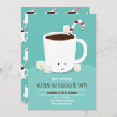 Virtual Christmas Party Hot Chocolate Aquamarin Einladung (Vorne/Hinten)