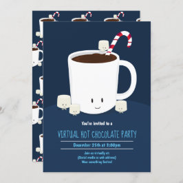 Virtual Christmas Party Hot Chocolate Blue Einladung
